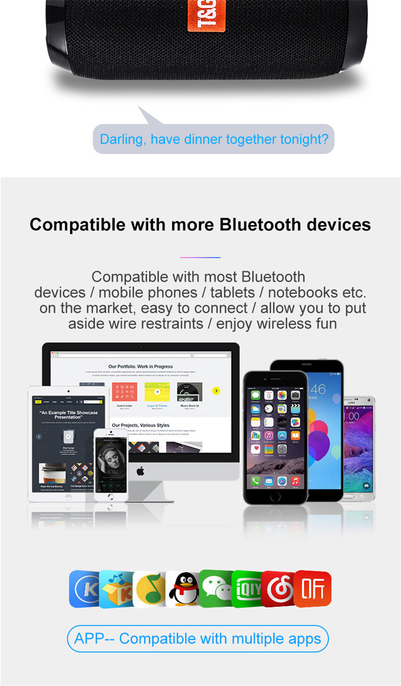 Portable Wireless Bluetooth USB Speaker – Mini Outdoor Speaker with TF Card & FM Radio