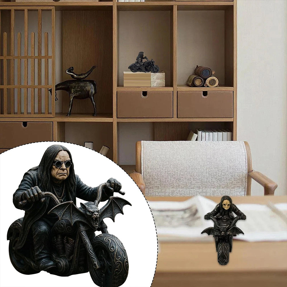 Retro Ozzy Motorcycle Rider Statue Figurine Desk Fans Decor