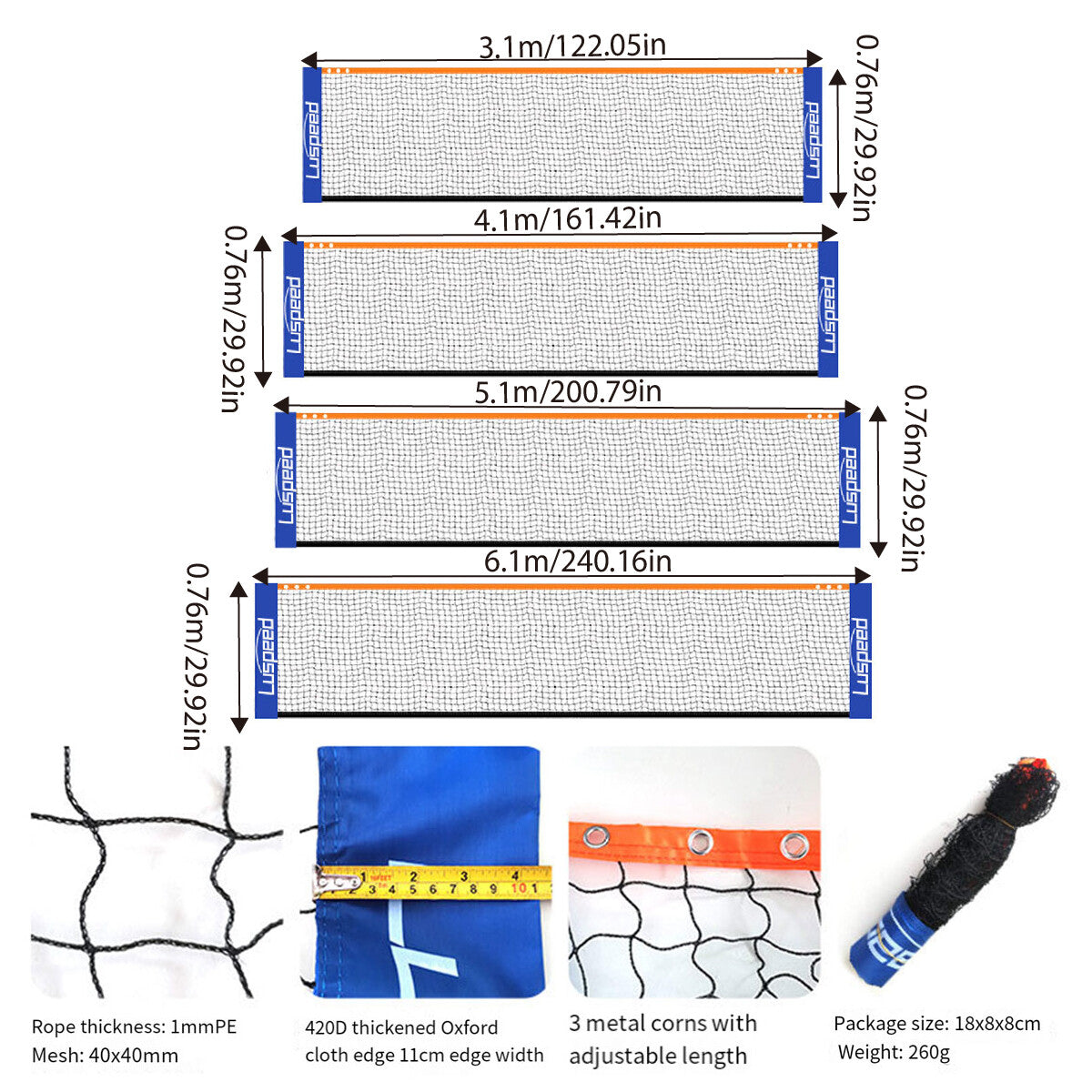 Portable Badminton & Tennis Net Set – Outdoor Sports Equipment with Adjustable Height