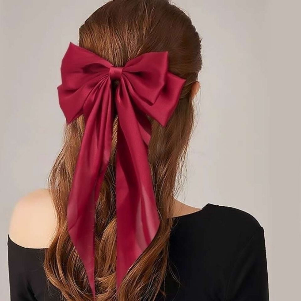 Large Bow Hair Clip – Satin Ribbon Barrette for Women & Girls, Hairpin Headwear