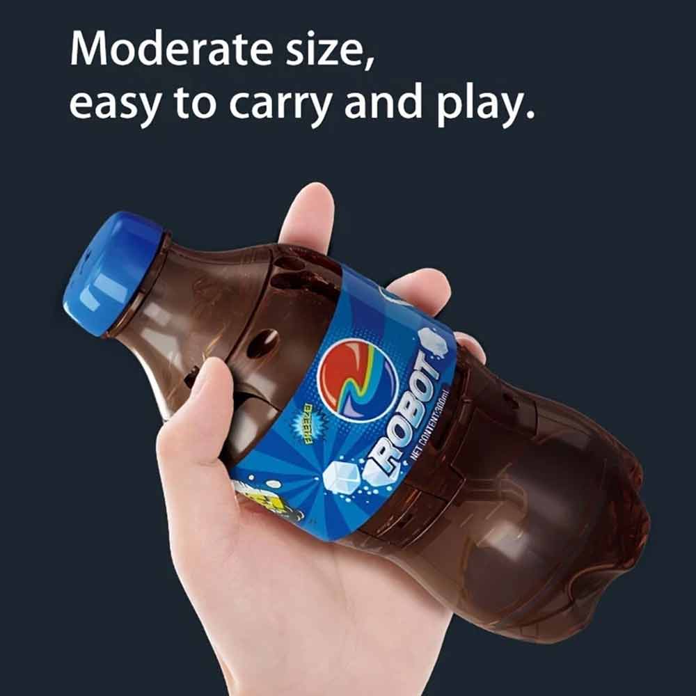 Cola Bottle Robot Action Figure – Transformable Blue Can to Poseable Robot Toy