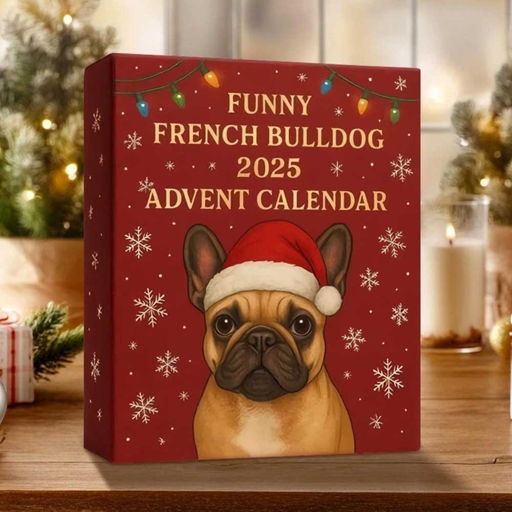2025 French Bulldog Advent Calendar - 24 Days of Hilarious Countdown with Adorable 2D Frenchie Ornaments