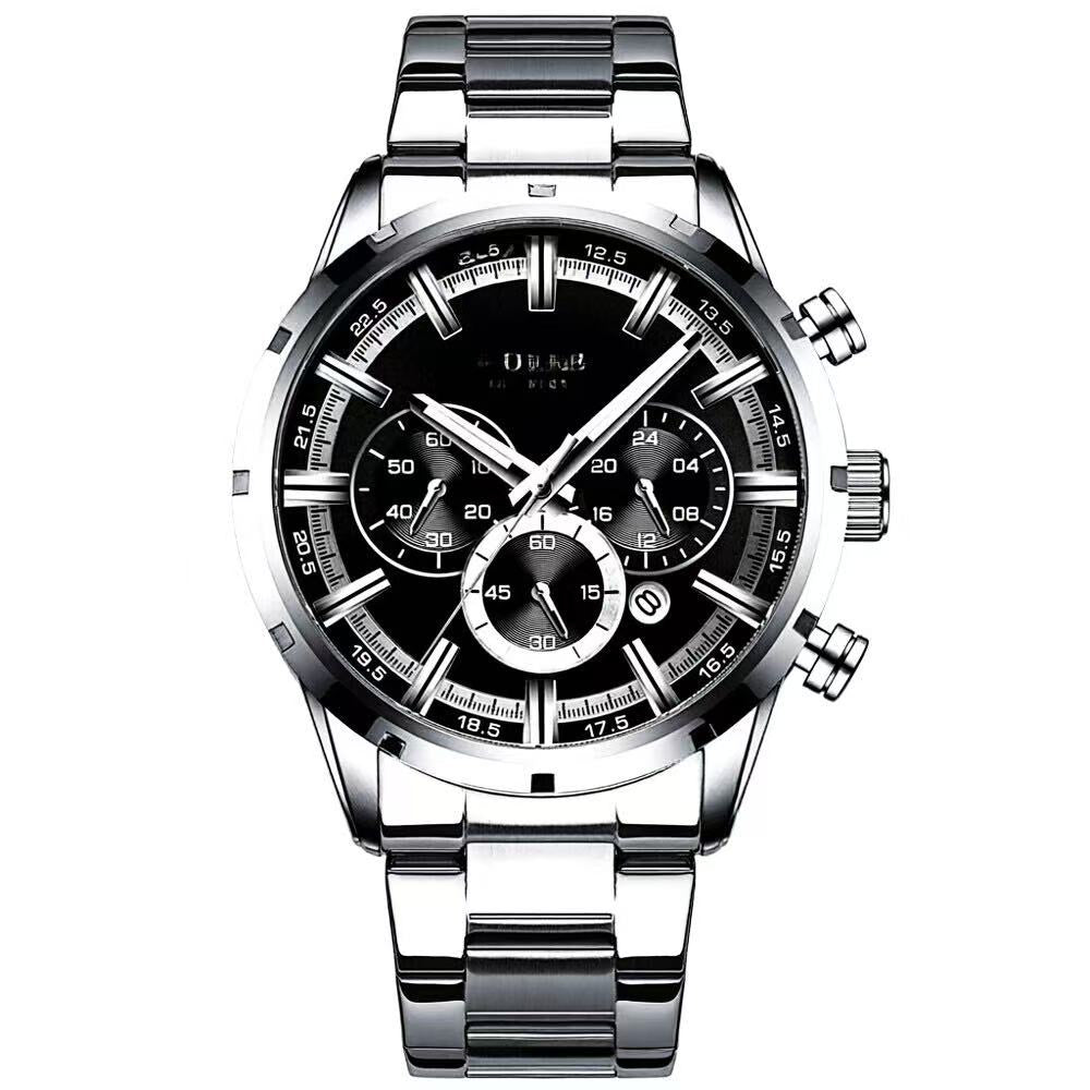 CURREN Men's Chronograph Watch – 6-Hand Multifunction Stainless Steel Sport Wristwatch