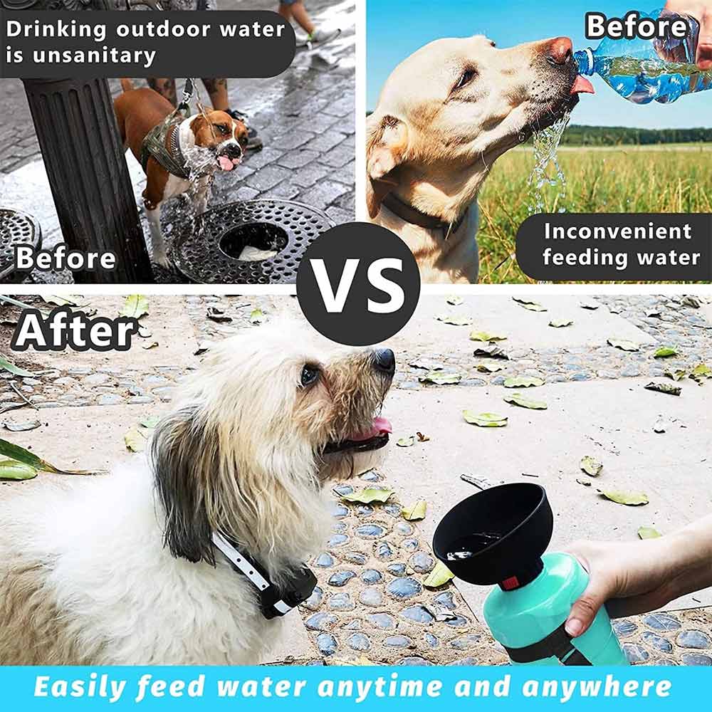 Portable Dog Water Bottle – 520ml Travel Dog Water Bottle with Foldable Bowl