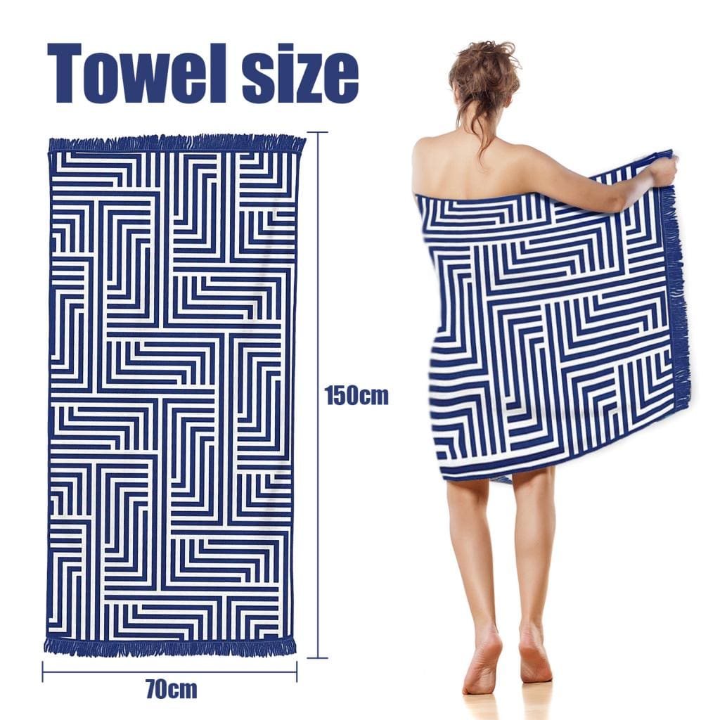 Rectangular Quick Dry Beach Towel with Tassel