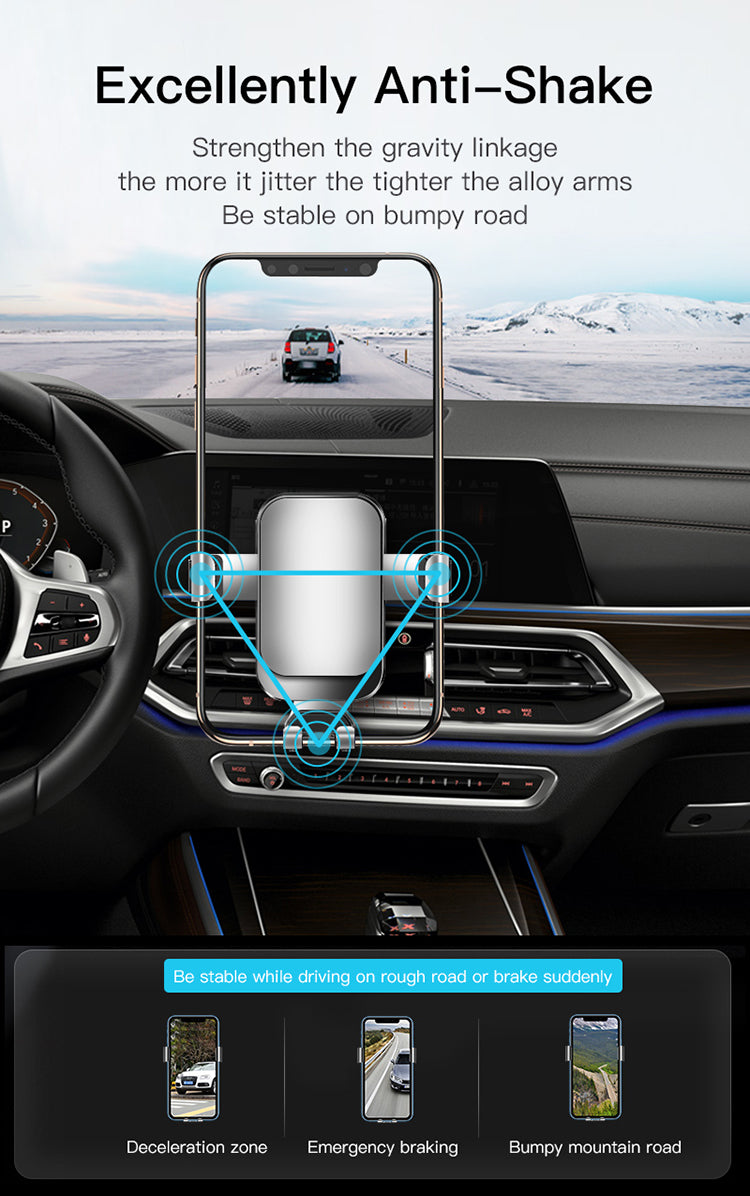 USP 2 in 1 Gravity-Activated Car Phone Holder （Air Vent Hook  & Dash Mount）