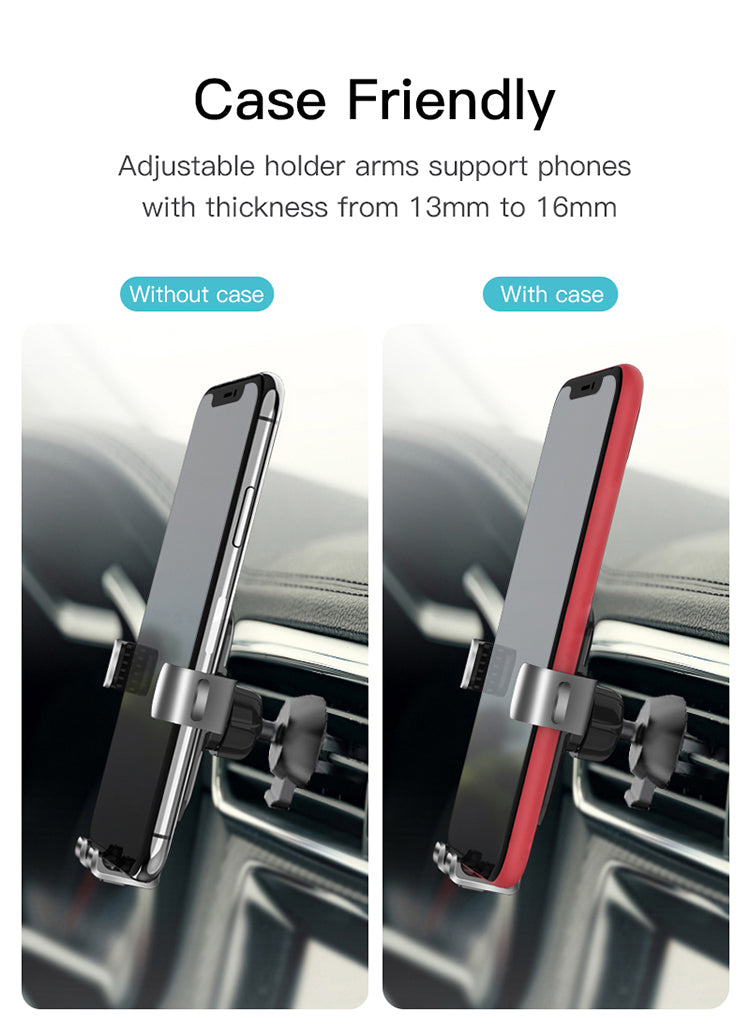 USP 2 in 1 Gravity-Activated Car Phone Holder （Air Vent Hook  & Dash Mount）