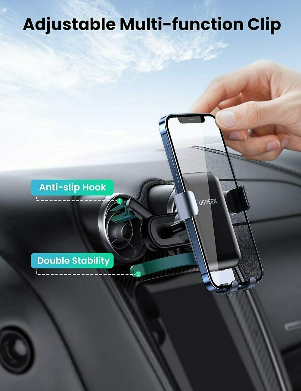 Round Air Vent Gravity-Activated Car vent Mount Vent Phone Holder Ugreen